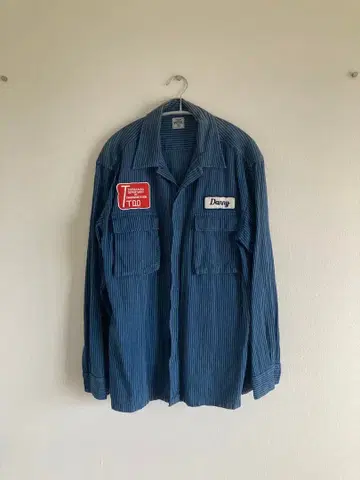 Pointer 스트라이프 셔츠 커버올 L 사이즈