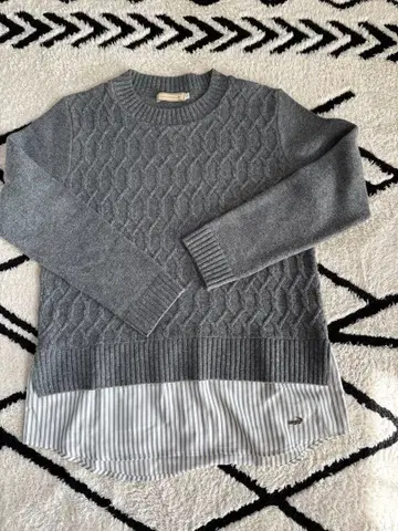 CROCODILE 그레이 케이블 니트 튜닉 스웨터
