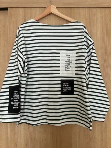 JANESMITH 제인스미스 보더 긴팔 티셔츠 카키/화이트 38