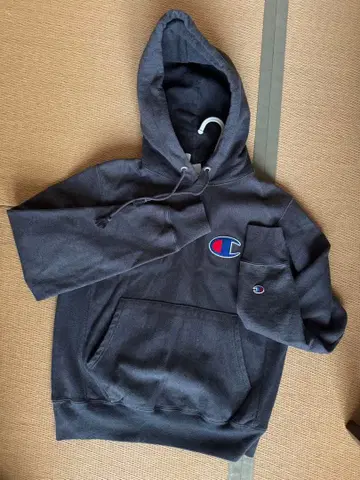 Champion Reverse Weave 후드티 S 다크 그레이