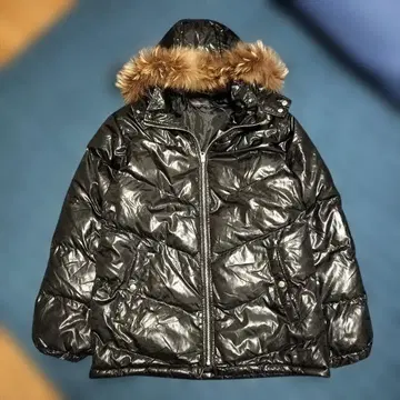 Y2K 광택 퍼 다운 자켓 블랙 퍼 탈부착 가능