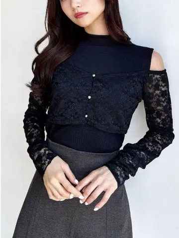 [ RESEXXY ] 레이스 앙상블 컷 탑