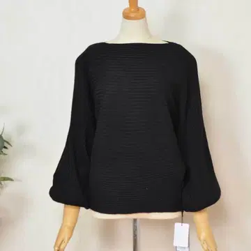 M(넉넉하게) 리브 니트 빅 돌먼 풀오버 여성용/블랙