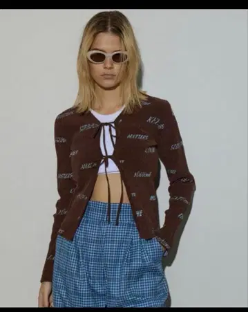 Logo Jacquard Velor Rib Cardigan