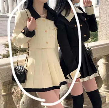 BEIDELLI 셋업 배색 컬러 트위드 자켓 스커트