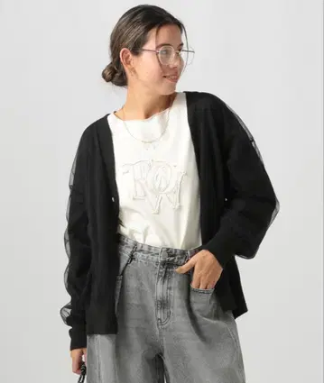 튤 커버 가디건