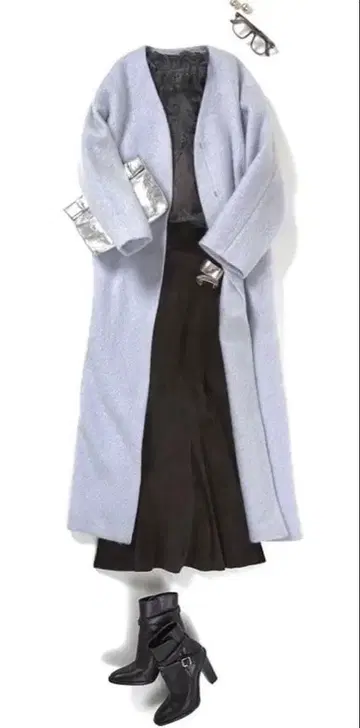 thirdmagazine 시프 가공 모헤어 롱 코트 색스