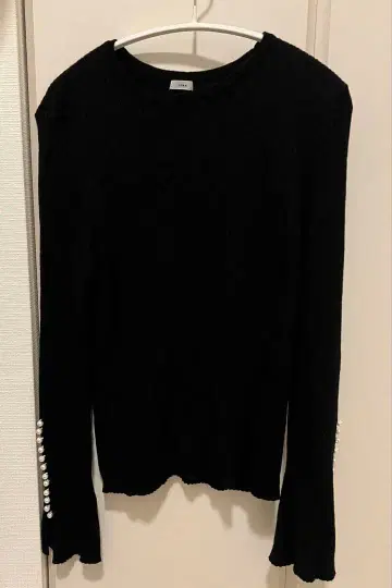 IENA 블랙 리브 니트 긴팔