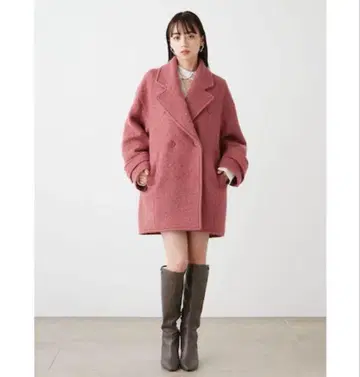 스나이델 코쿤 보아 코트 핑크 size0 샤기 푸들 보아 코트