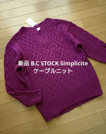 새상품 B.C STOCK Simplicite 케이블 니트 와인 퍼플