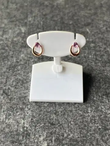 k10 귀걸이 핑크 골드 10금 스터드 귀걸이 자수정 드롭형 물방울