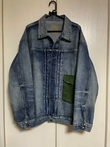 MADNESS 데님 자켓 빈티지 가공 카고 포켓 부착