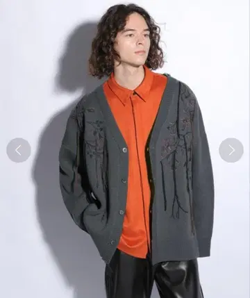 HARE 꽃무늬 드롭 슈 모티브 가디건