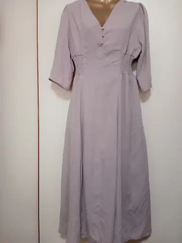 V넥 롱 원피스 내추럴 꾸뛰르 데이트 의류