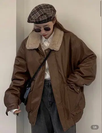 SHEIN 브라운 가죽 자켓