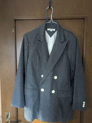 TOMMY 체크 무늬 더블 브레스트 자켓