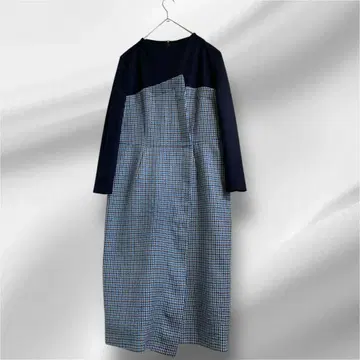 빅 사이즈! Viaggio Blu 절개 체크 원피스/울