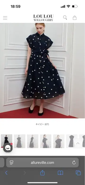 [ LOULOU WILLOUGHBY ] 오간자 도트 원피스/네이비/2