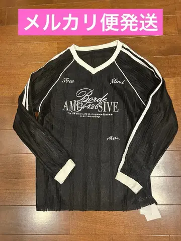 미사용 새상품 로고 프린트 V넥 메쉬 상의