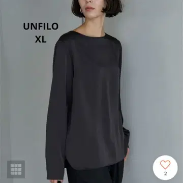 UNFILO 새틴 레이어드 블라우스 블랙 XL