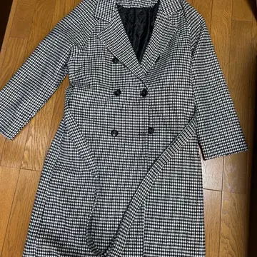 글렌체크 롱 코트 충전솜