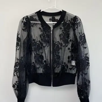 [ 새상품급 ] 시스루 꽃무늬 자수 봄버 자켓