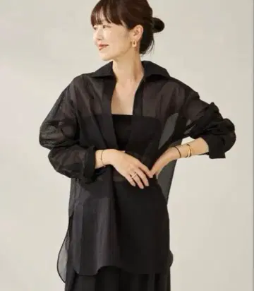 미사용 plage R'IAM 쉐도우 스트라이프 셔츠 플라주 블랙