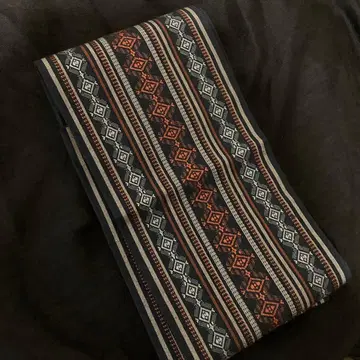 미사용 니시진 비단 치구사 오비 네이비 나염 반폭 오비