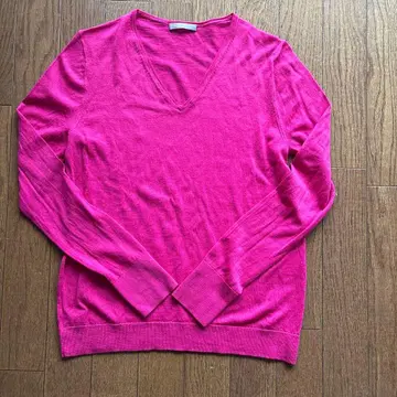 띠어리 럭스 유연한 울 100% 니트 푸샤 핑크 V넥