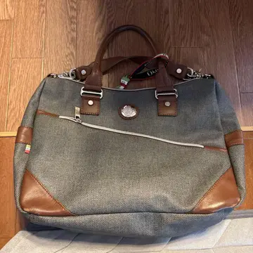 Orobianco 그레이 캔버스 가죽 비즈니스 백