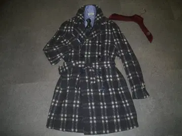 ernesto 더블 코트 44 S 엘르 네이비 체크 체스터