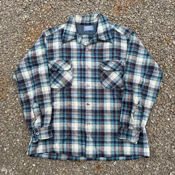 70s USA제 PENDLETON 보드 셔츠 오픈 카라