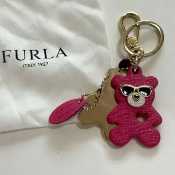 새상품급 FURLA 훌라 곰 참 키링 골드 수납 가방 포함