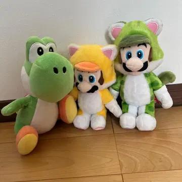 고양이 마리오 고양이 루이지 요시 봉제 인형 3종 세트