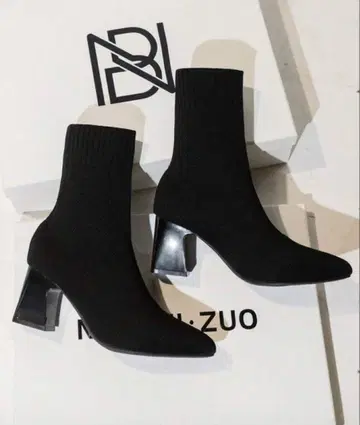 미사용 새상품 블랙 니트 부츠 청키 부츠 스트레치 부츠