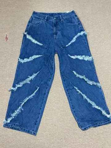 프리 데님 팬츠 데미지 가공 100% 코튼