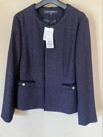 INDIVI 노카라 자켓 라메 택 포함 미사용 새상품