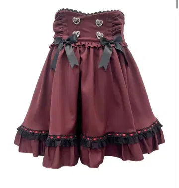 유메텐보 하트 리본 비쥬 프릴 스커트 보르도