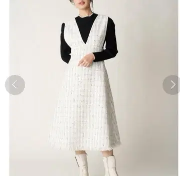 셀포드 롱 트위드 오버롤 스커트 원피스