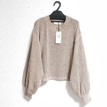 미사용 새상품 택 포함 야마다야 Vin 반 볼륨 슬리브 메쉬 몰 니트