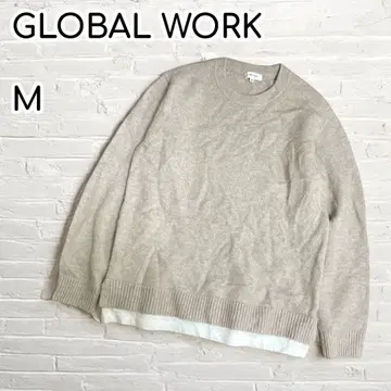 GLOBAL WORK 크루넥 티셔츠 도킹 니트 긴팔 워셔블