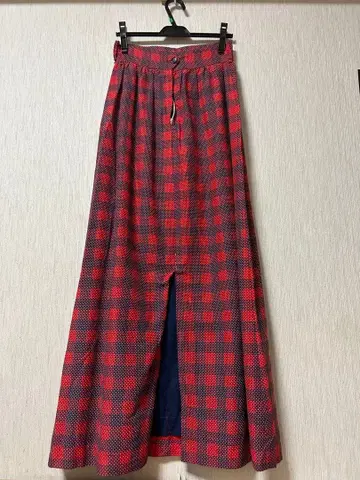 vintage 체크 롱 스커트