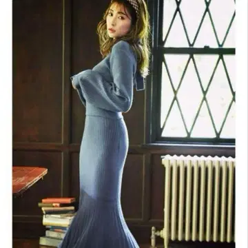 [ 인기 ] RESEXXY 리젝시 리본 초커 머메이드 니트 원피스