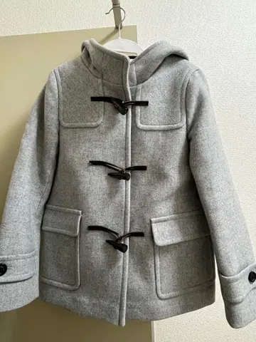 그레이 더플 코트 후드 부착