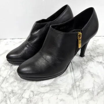 히미코 부티 펌프스 블랙 가죽 22cm 지퍼