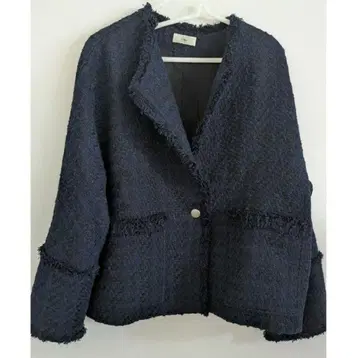 노카라 트위드 자켓 네이비 이에나