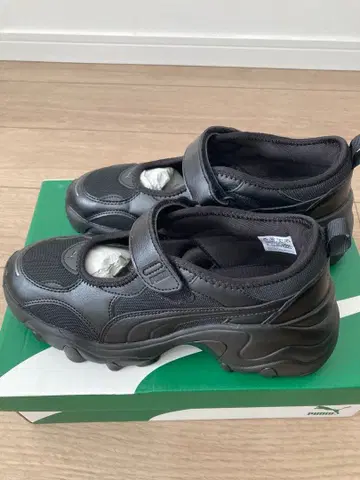 PUMA 블랙 멜리제인 스니커즈 통굽 팔서 청키