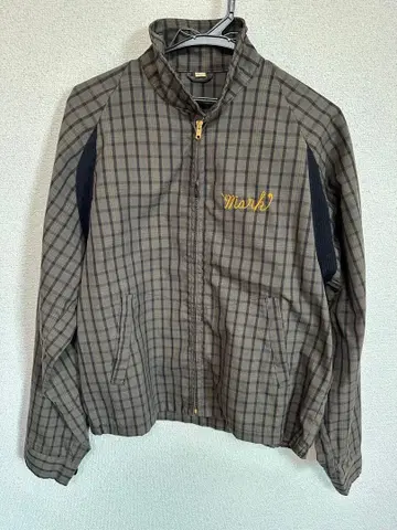 60s 빈티지 코튼 자켓 체크 자수 TALON 지퍼