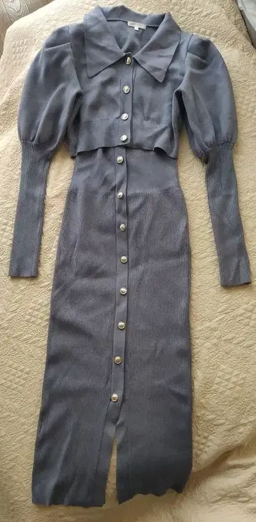 rienda 그레이 긴팔 니트 원피스