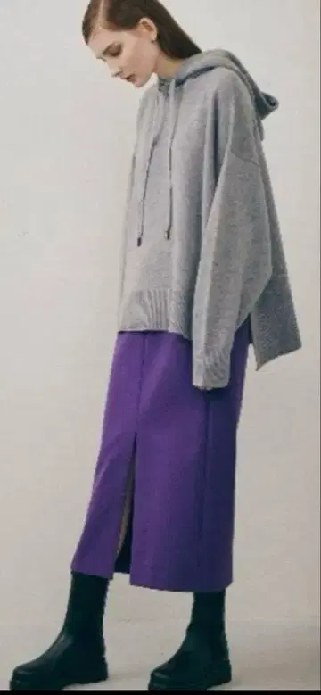 LE CIEL BLEU 르쉘 블루 니트 후드티 사이드 슬릿